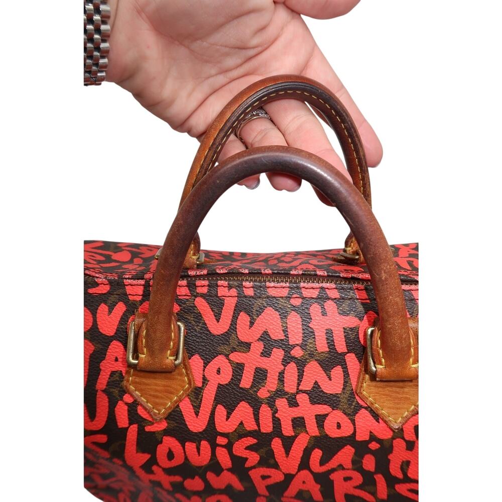 Louis Vuitton Speedy 30 Leather Pink Graffiti Monogram Handbag Black One Size - Picture 4 of 13